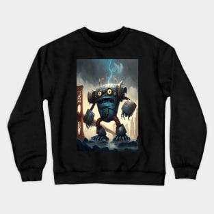 Monster giant robot attacking the city Crewneck Sweatshirt